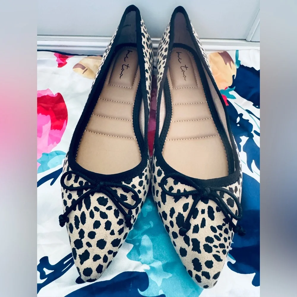Me Too Cheetah Animal Print Pointed Toe Ballet Flat Shoes 8.5 New - Picture 2 of 12